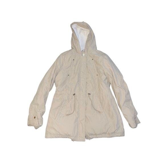 G.H. Bass Jacket Khaki Hooded Zip up Drawstring Jacket Large Gorpcore Winter - Picture 1 of 4